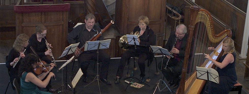 The Anemos Wind Quintet with Ruth McGibben (viola) and Kate Ham (harp) in St John's Chapel, Chichester