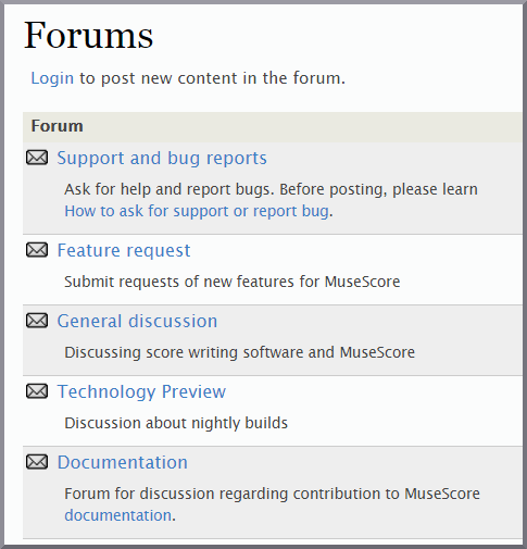 MuseScore Help forums