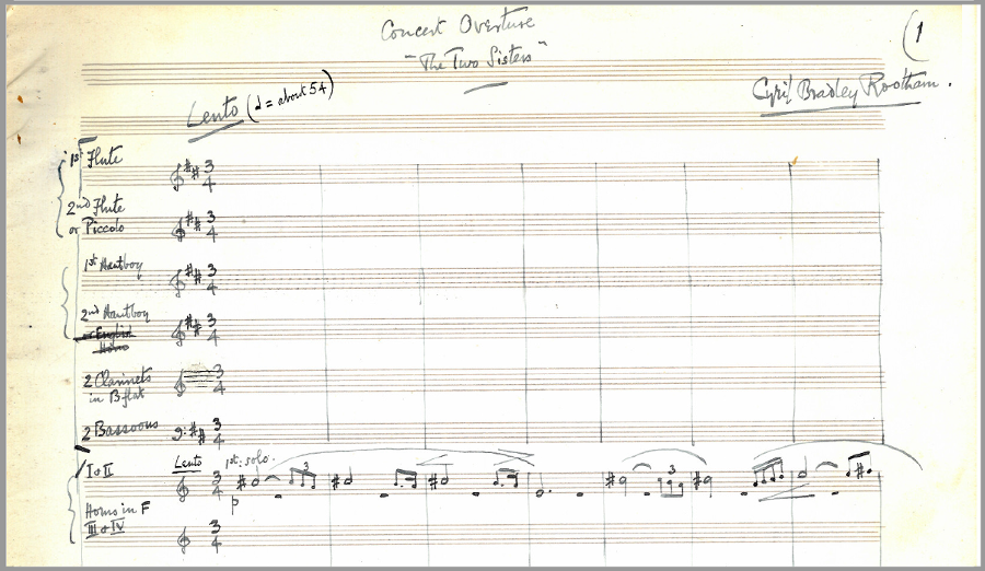Original manuscript of Op.57 The Two Sisters Concert Overture